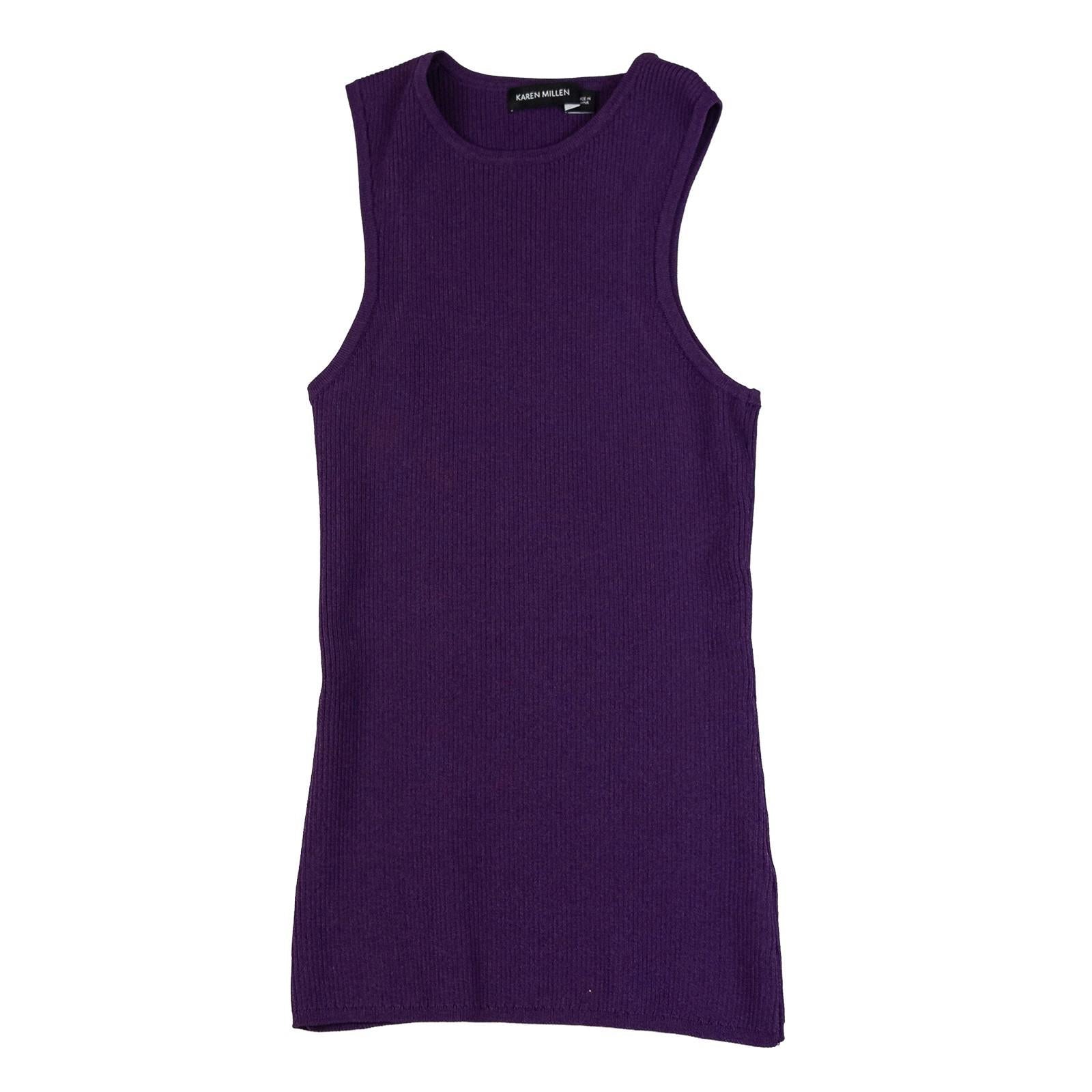 Karen Millen Woman Purple Ribbed Top Size S Viscose Blend Sleeveless Longline Kn by Karen Millen – | RewearableUK