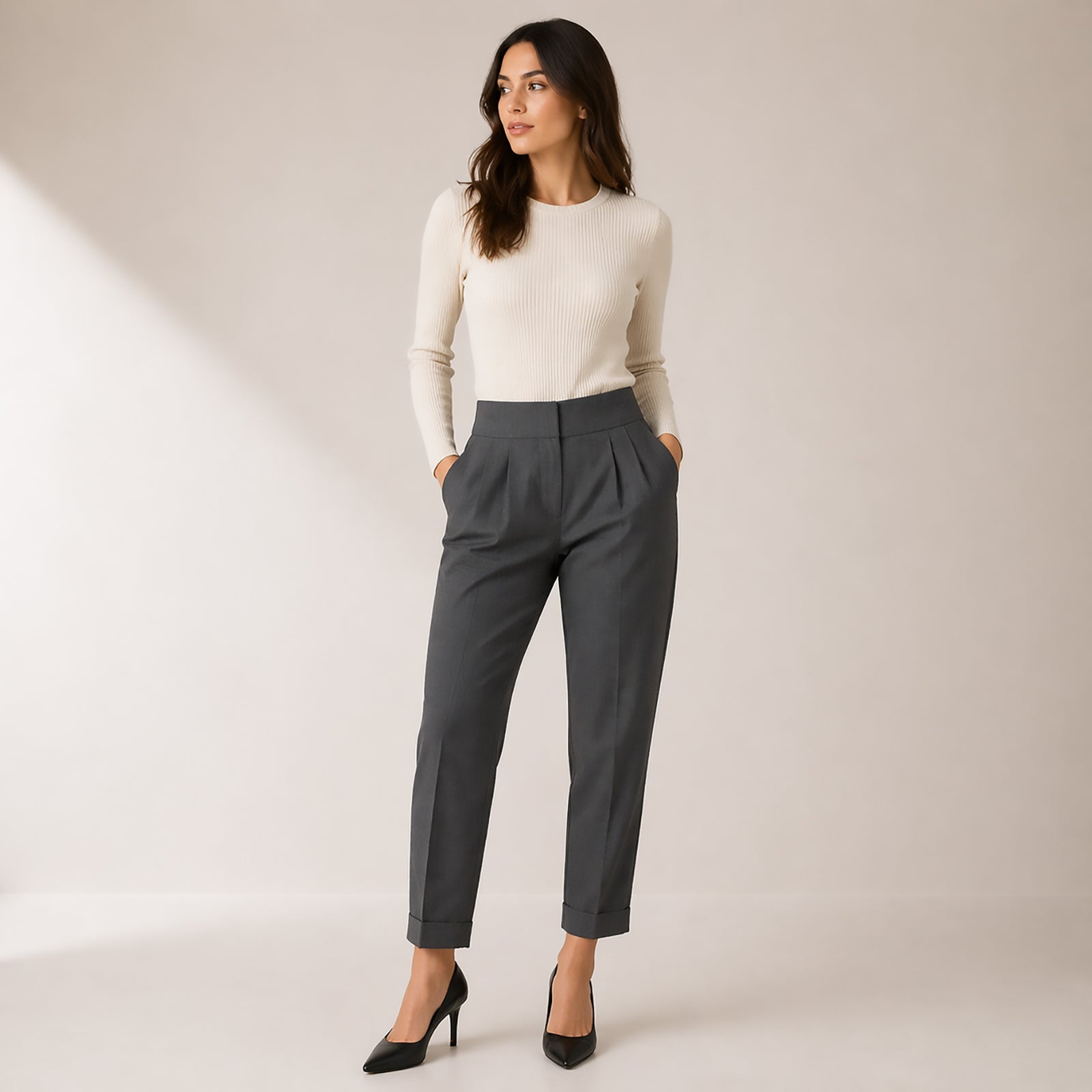 Karen Millen Women Grey Tailored Trousers UK10 EU38 Smart Fit by Karen Millen – SMART | RewearableUK