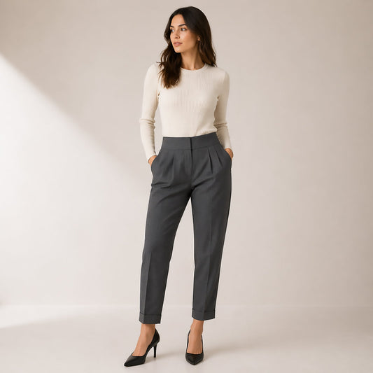 Karen Millen Women Grey Tailored Trousers UK10 EU38 Smart Fit by Karen Millen – SMART | RewearableUK