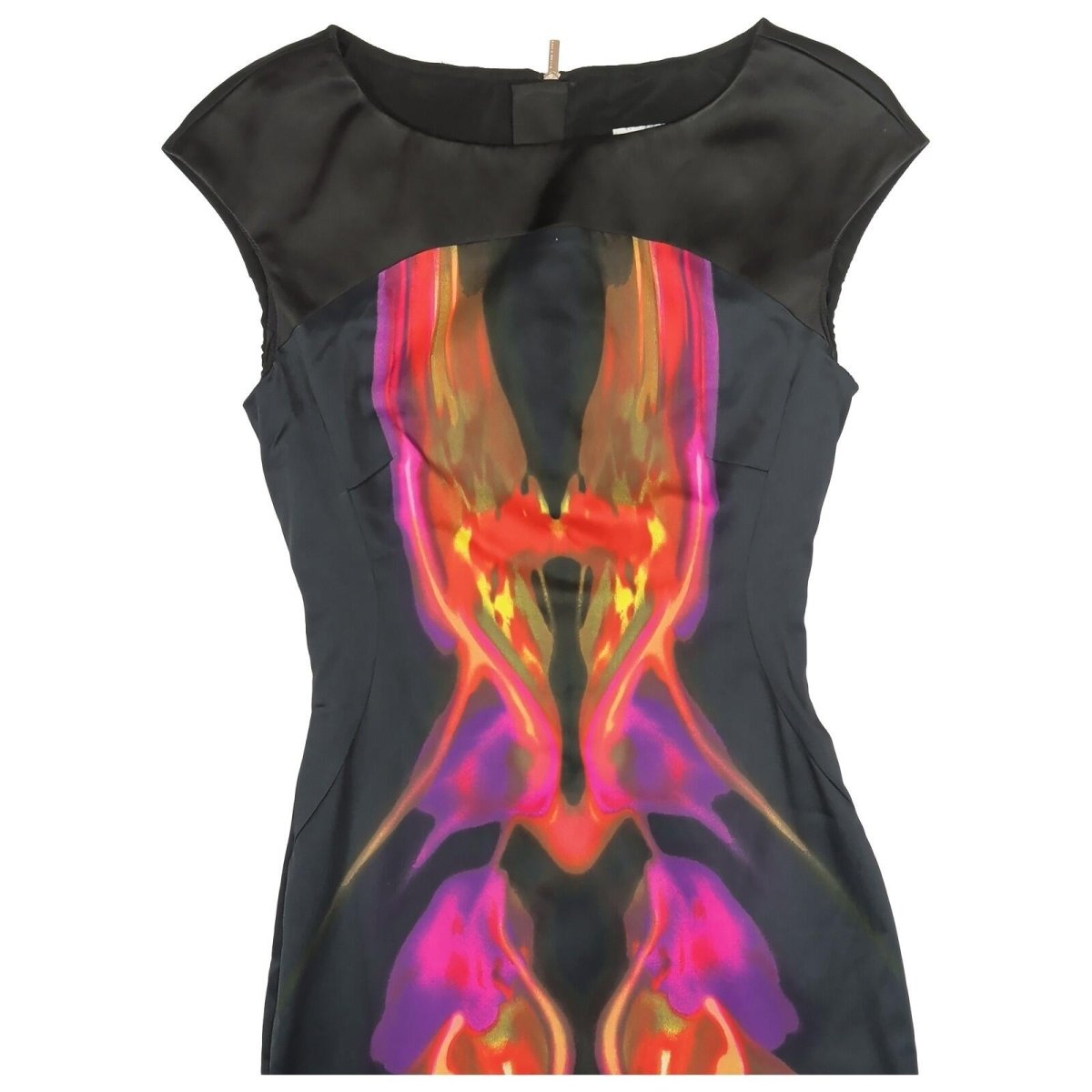 karen millen womens black abstract print cap sleeve bodycon dress size uk 8 by Karen Millen – | RewearableUK