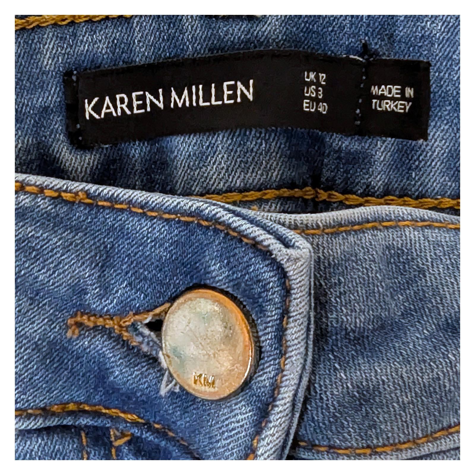 karen millen womens medium blue stretch denim skinny jeans size uk 12 by Karen Millen – | RewearableUK