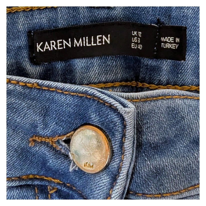karen millen womens medium blue stretch denim skinny jeans size uk 12 by Karen Millen – | RewearableUK