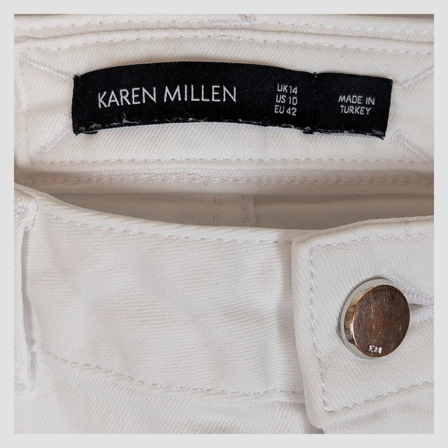 karen millen womens white stretch cotton skinny denim jeans size uk 14 us 10 by Karen Millen – | RewearableUK