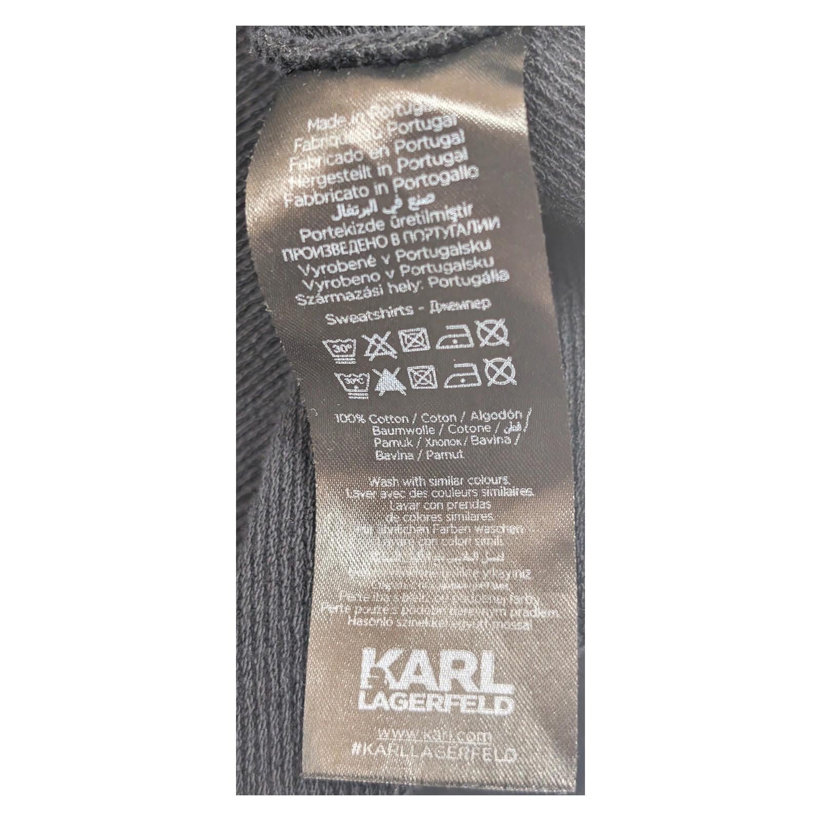 Karl Lagerfeld Hoodie Black Size XXL Ikonik Stripe Logo Cotton Jumper (See Defec by Karl Lagerfeld – | RewearableUK