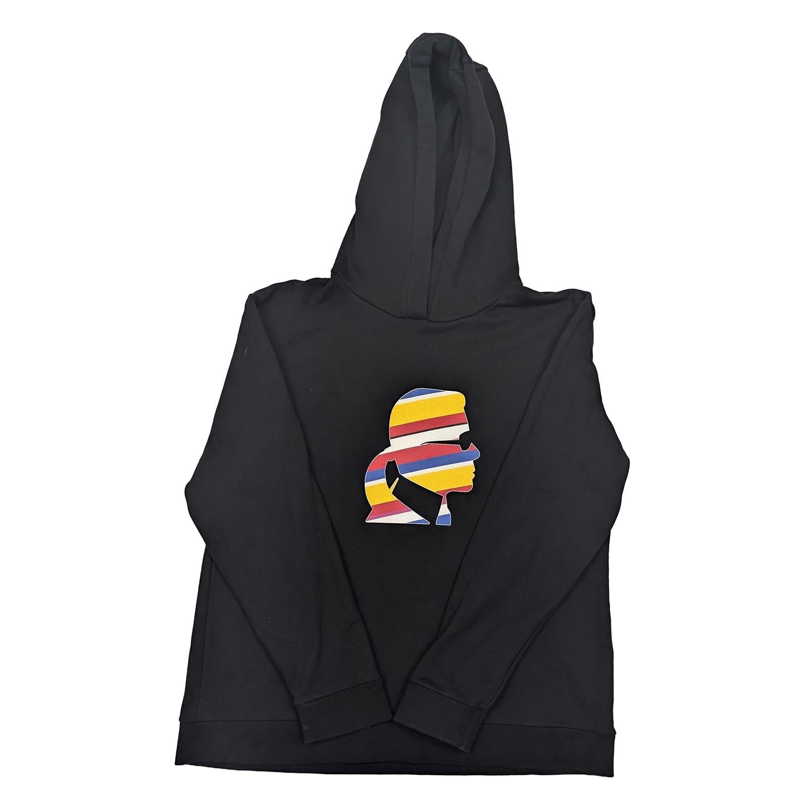 Karl Lagerfeld Hoodie Black Size XXL Ikonik Stripe Logo Cotton Jumper (See Defec by Karl Lagerfeld – | RewearableUK