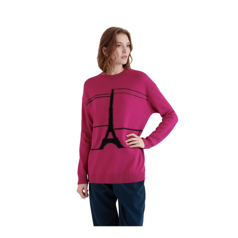 Karl Lagerfeld Paris Eiffel Tower Sweater | Pink | Size M by Karl Lagerfeld – | RewearableUK