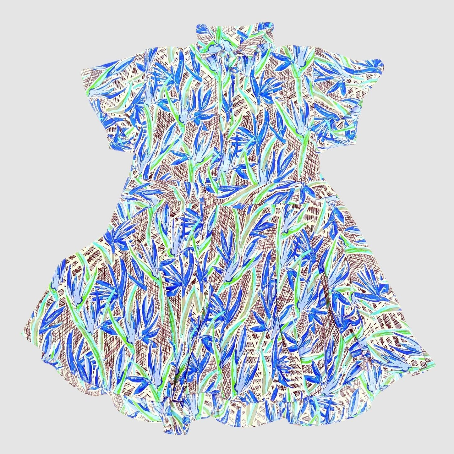 kenzo paris womens floral pure silk short sleeve flared midi dress blue size 40 by Kenzo – | RewearableUK