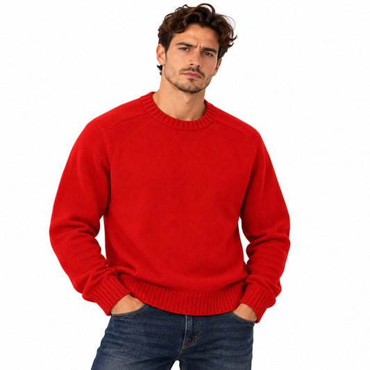 Lands' End Men's Jumper L Red Crew Neck Cotton Casual – Jumper product photo 1 | RewearableUK