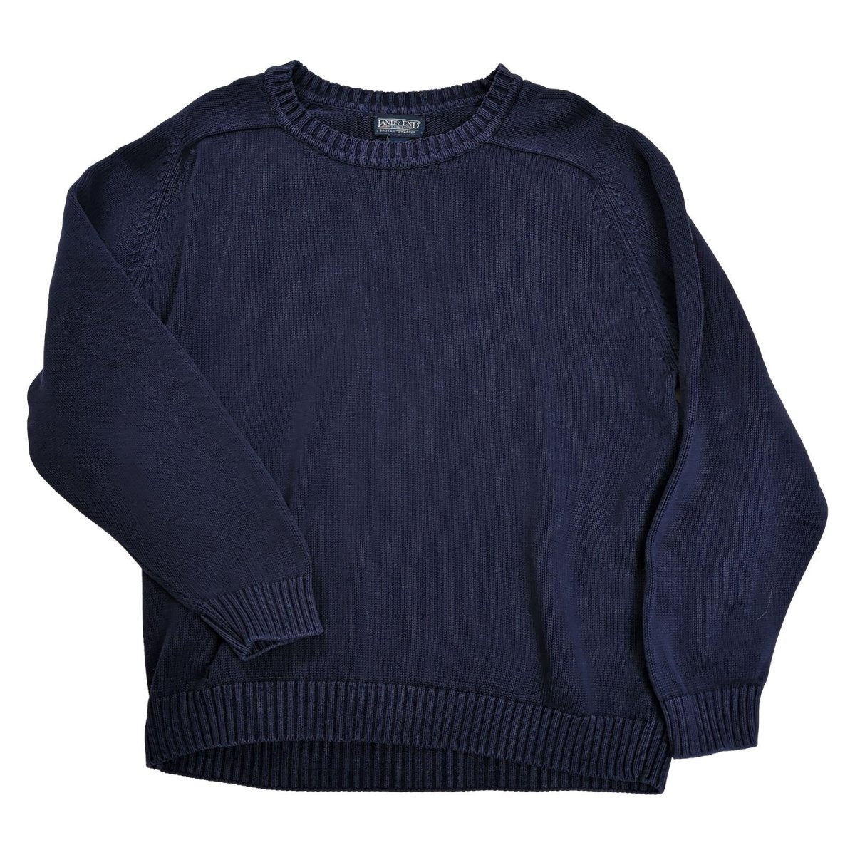 Lands' End Men's Jumper Regular 42-44 Navy Cotton Crew Neck – product photo 7 | RewearableUK