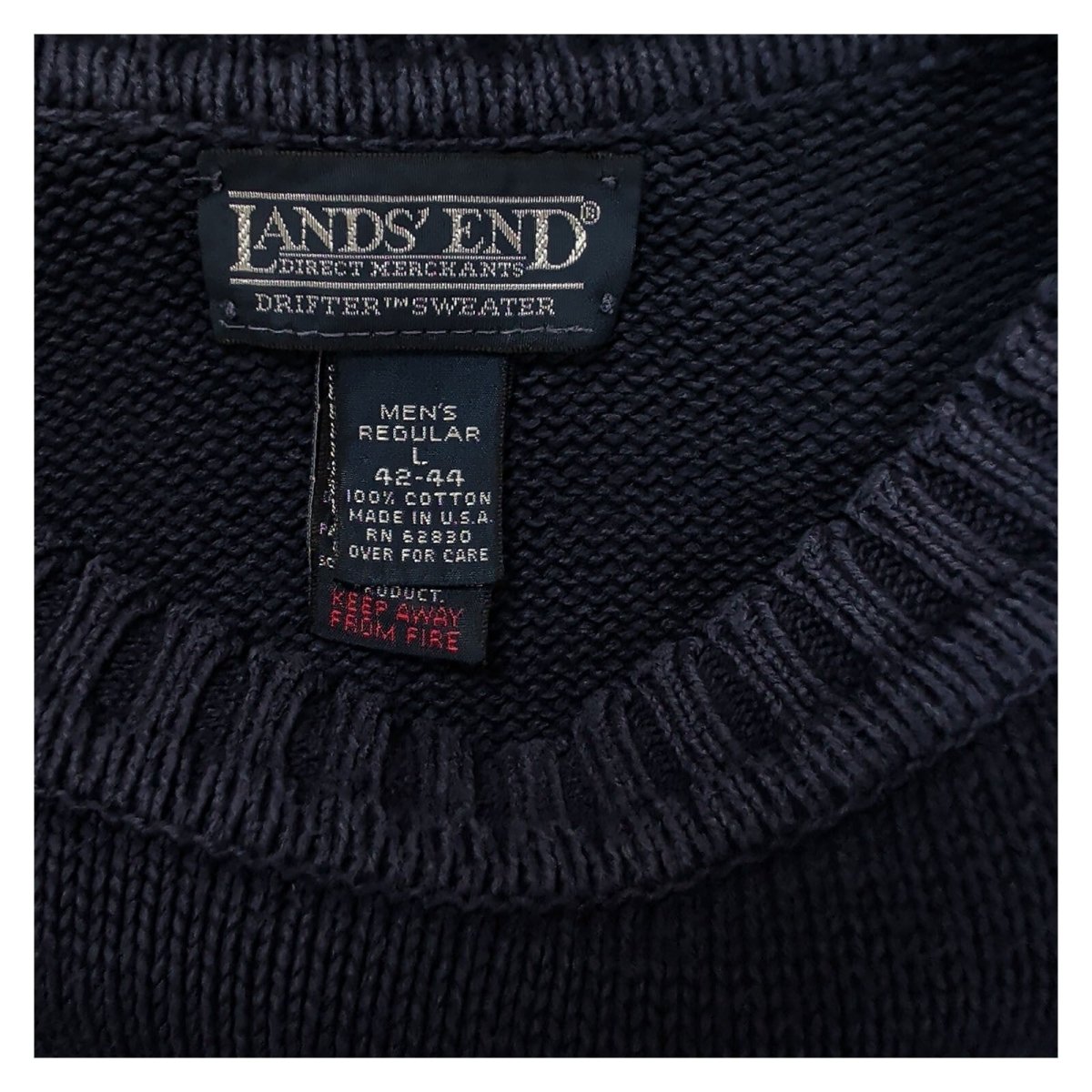 Lands' End Men's Jumper Regular 42-44 Navy Cotton Crew Neck – product photo 3 | RewearableUK