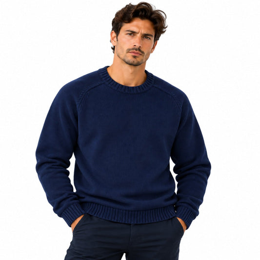 Lands' End Men's Jumper Regular 42-44 Navy Crew Neck Cotton – Jumper product photo 1 | RewearableUK