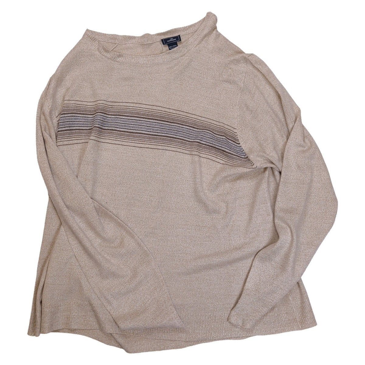 Lands' End Men's Jumper Regular XXL Beige Striped Crew Neck – product photo 2 | RewearableUK
