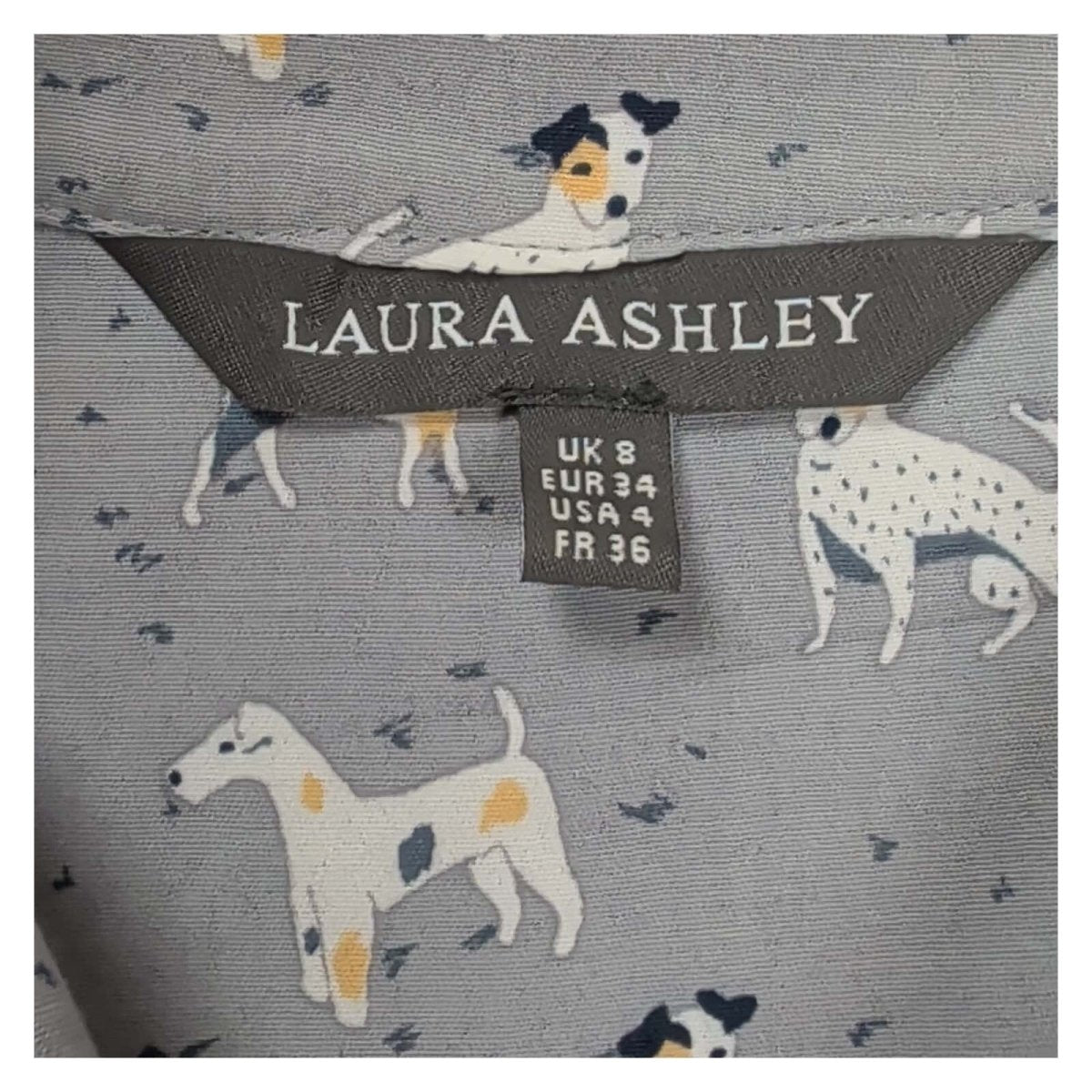 Laura Ashley Grey Dog Print Viscose Blouse – UK 8 – product photo 4 | RewearableUK