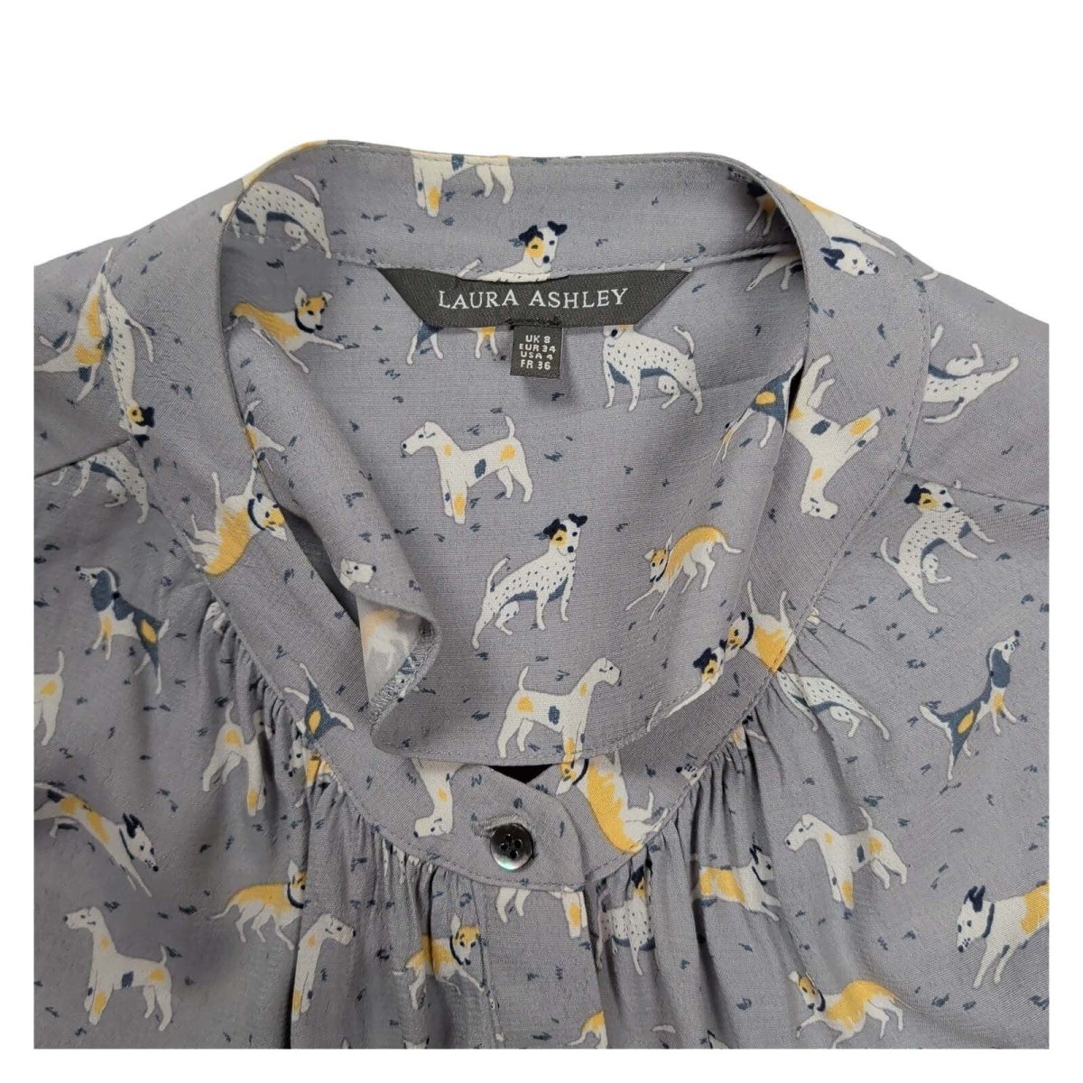 Laura Ashley Grey Dog Print Viscose Blouse – UK 8 – product photo 2 | RewearableUK