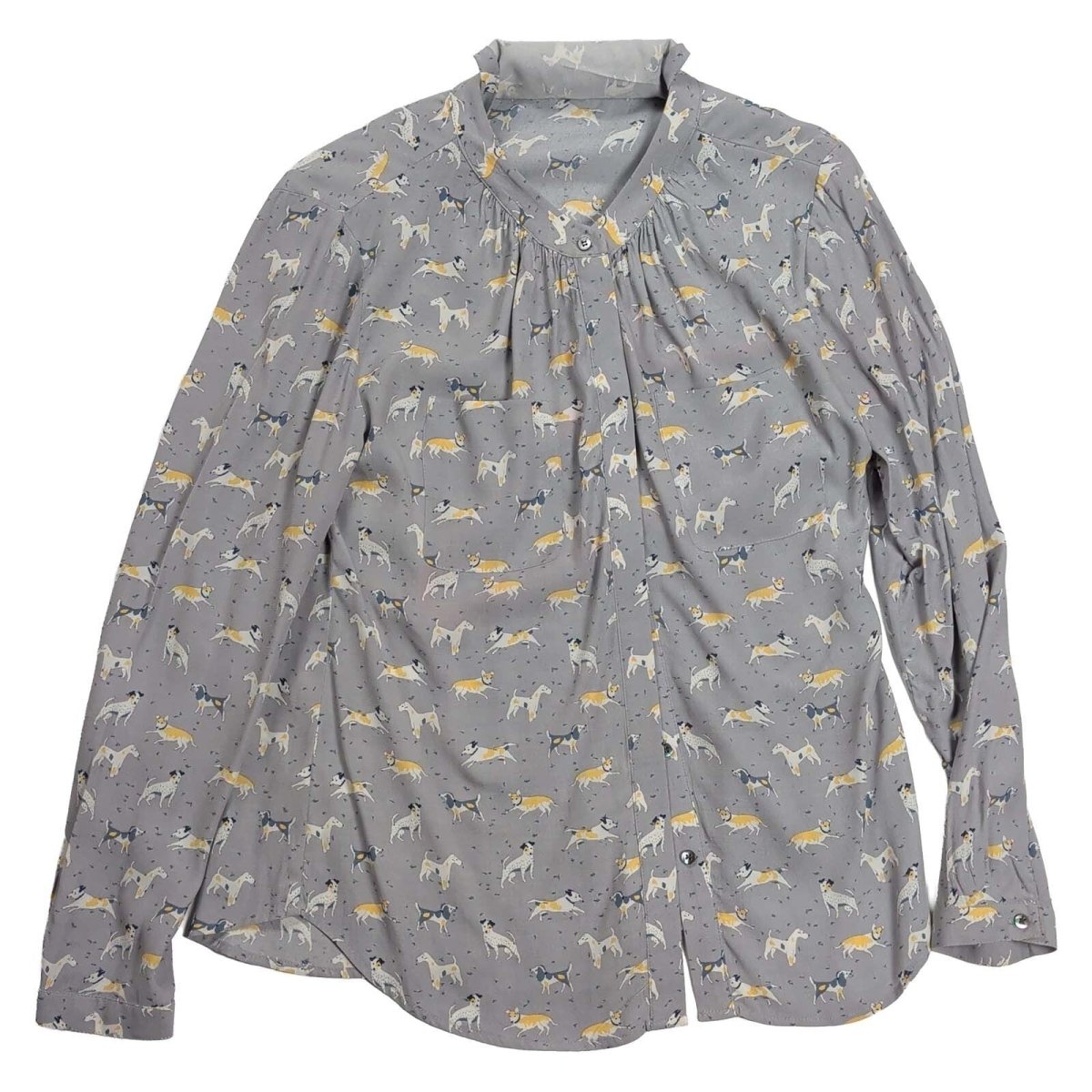 Laura Ashley Grey Dog Print Viscose Blouse – UK 8 – product photo 1 | RewearableUK