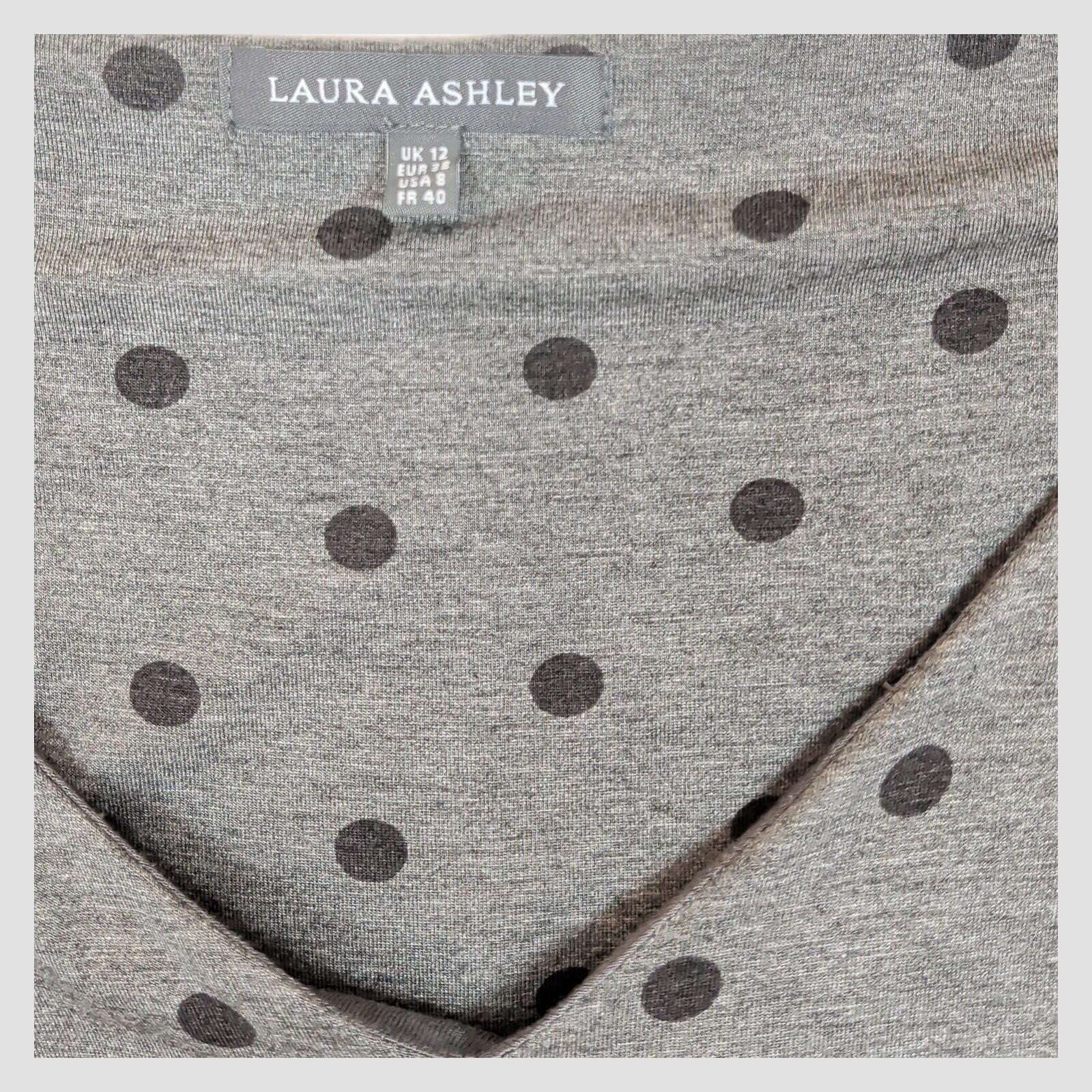 Laura Ashley Grey Polka Dot Dress UK 12 Knee Length V Neck Fitted by Laura Ashley – | RewearableUK