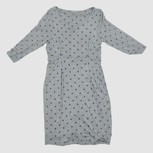 Laura Ashley Grey Polka Dot Dress UK 12 Knee Length V Neck Fitted by Laura Ashley – | RewearableUK