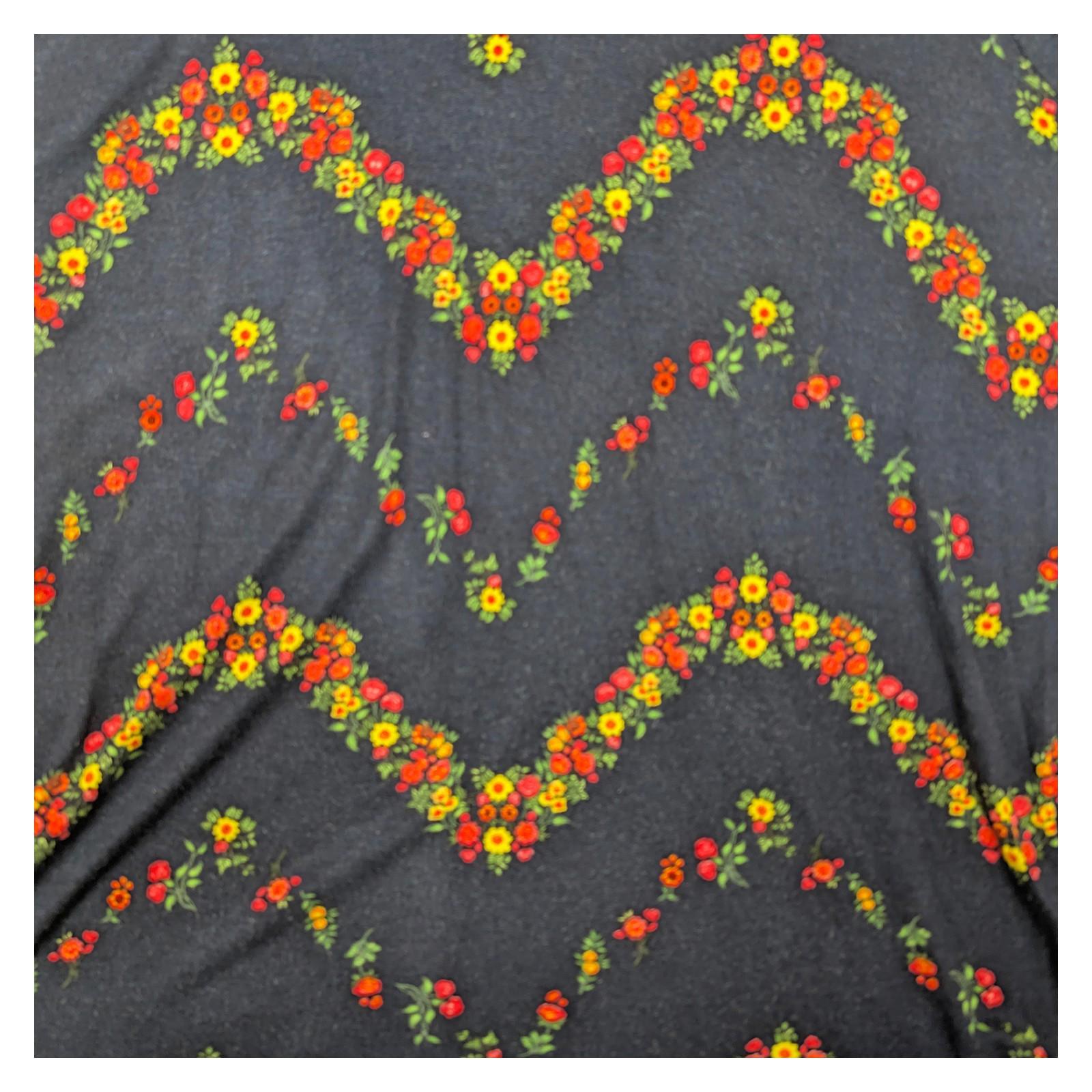 Laura Ashley Navy Floral Chevron Top Size UK 18 Viscose Boho Ruffle Sleeve Blous by Laura Ashley – | RewearableUK