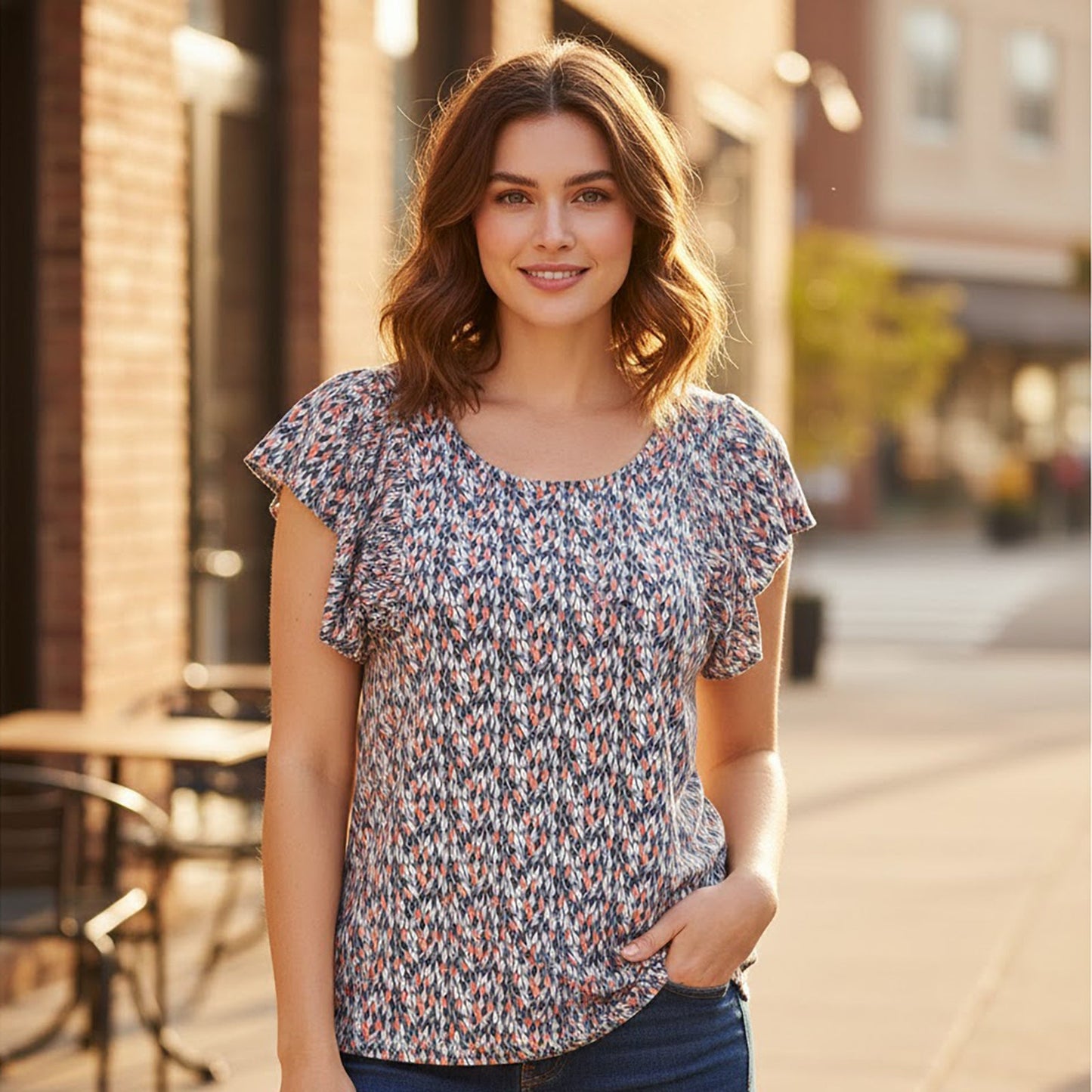 Laura Ashley Raindrop Print Jersey Top | Women's UK 18 by Laura Ashley – blouse | RewearableUK