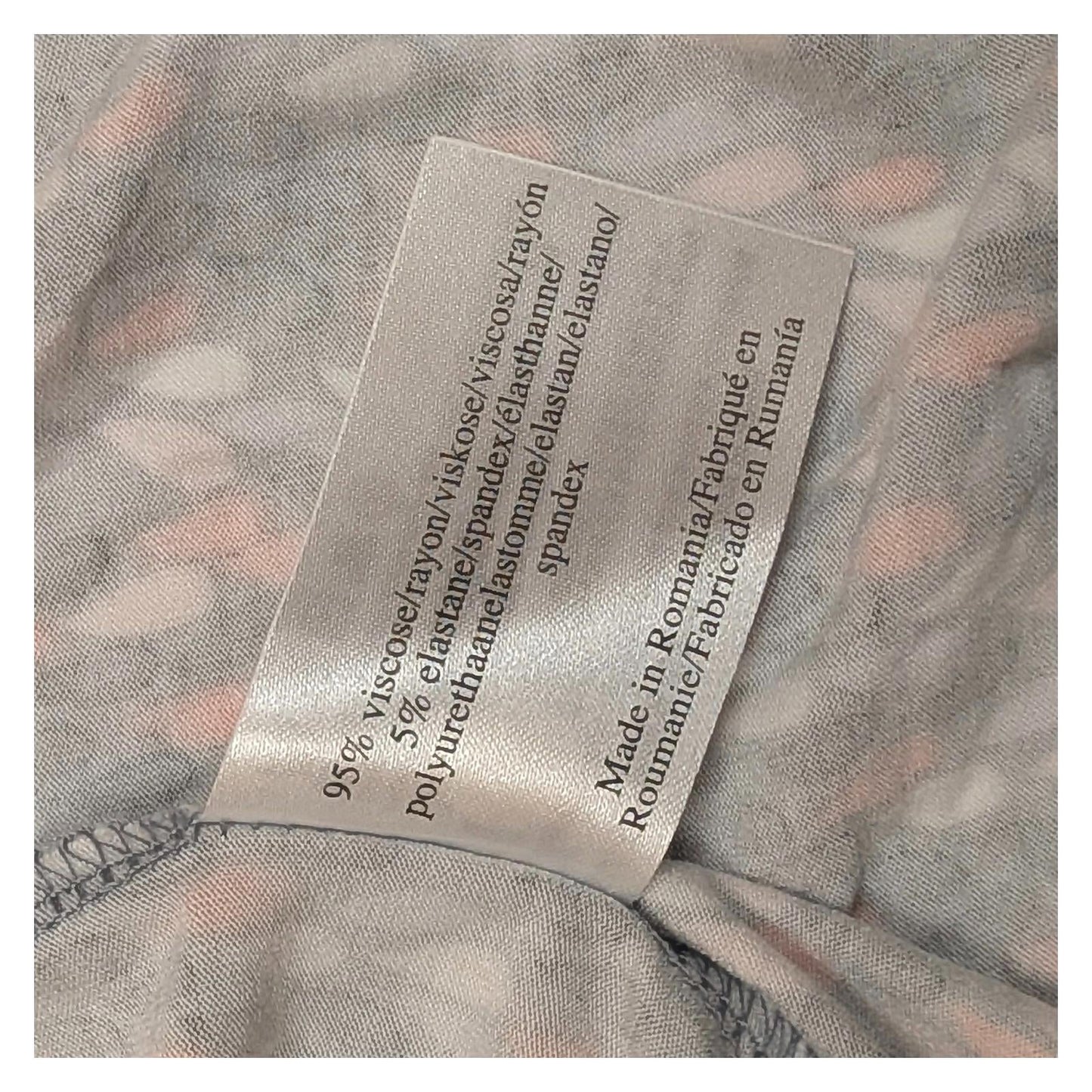 Laura Ashley Top Size UK 18 Grey Orange Raindrop Print Ruched Jersey Short Sleev by Laura Ashley – | RewearableUK