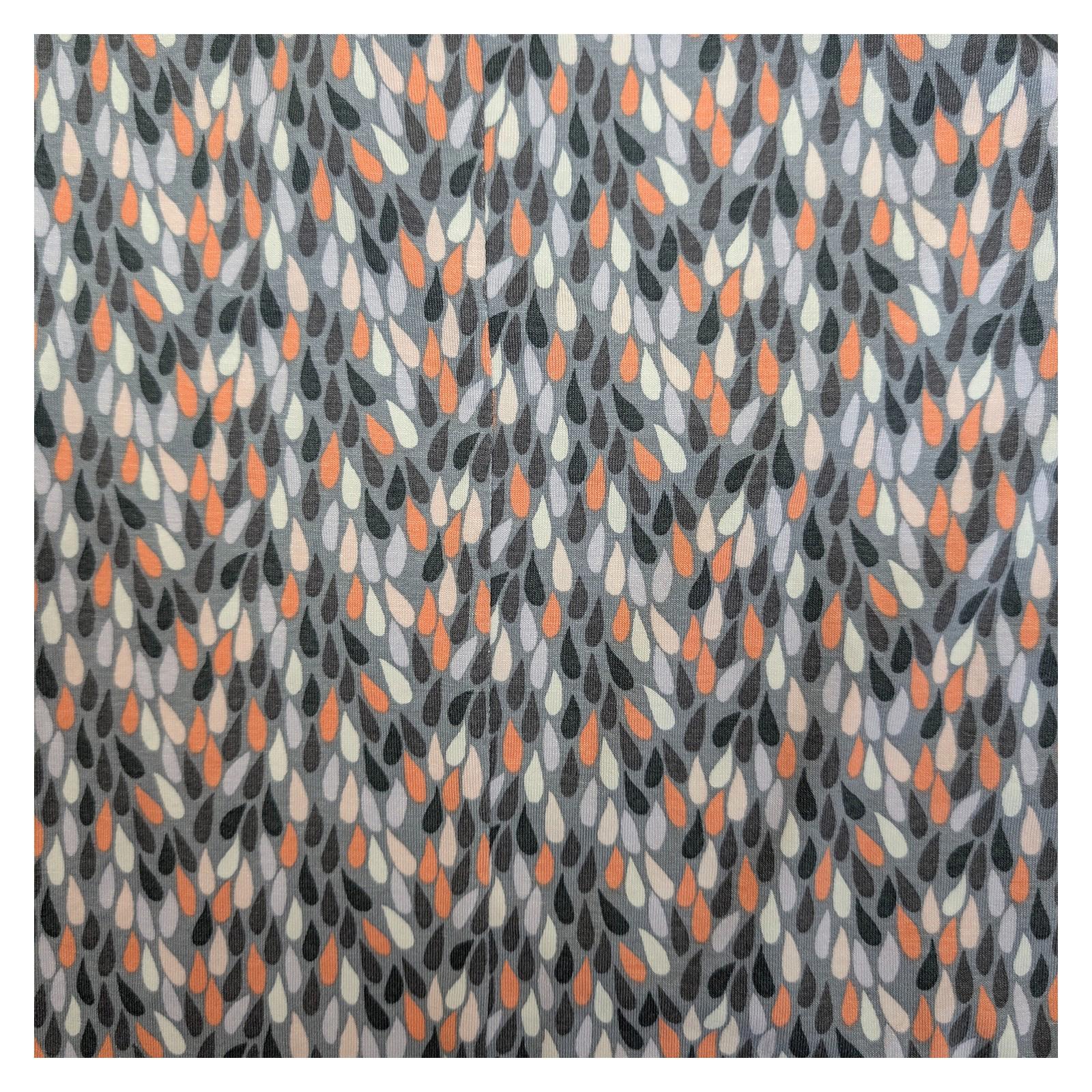 Laura Ashley Top Size UK 18 Grey Orange Raindrop Print Ruched Jersey Short Sleev by Laura Ashley – | RewearableUK