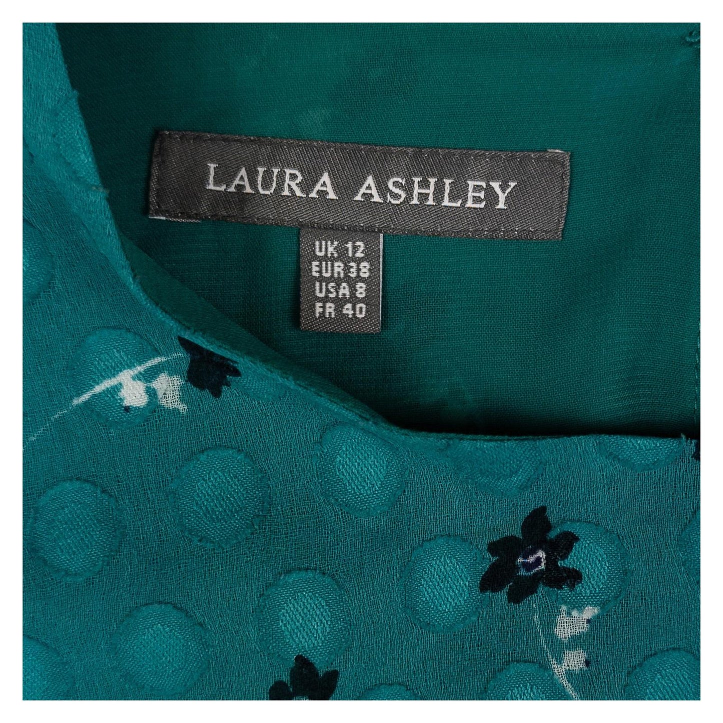 Laura Ashley Woman Green Dobby Blouse Size UK 12 Floral Shirred Cuff Long Sleeve by Laura Ashley – | RewearableUK