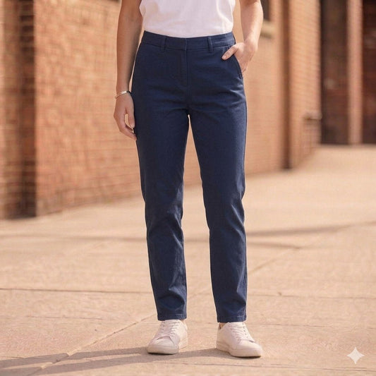 laura ashley womens navy cotton stretch straight chinos trousers uk 20 by Laura Ashley – JEANS | RewearableUK