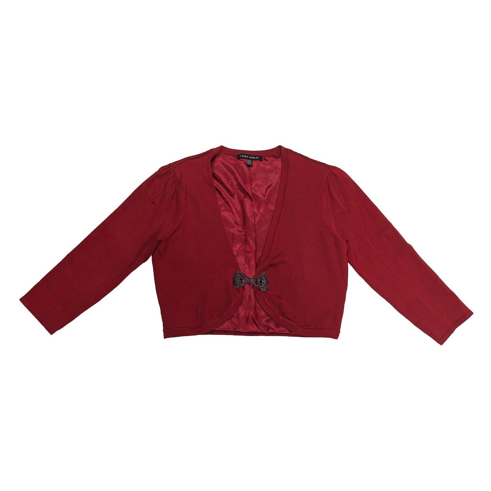 laura ashley womens red cropped cardigan bolero size uk 12 ornate clasp by Laura Ashley – | RewearableUK