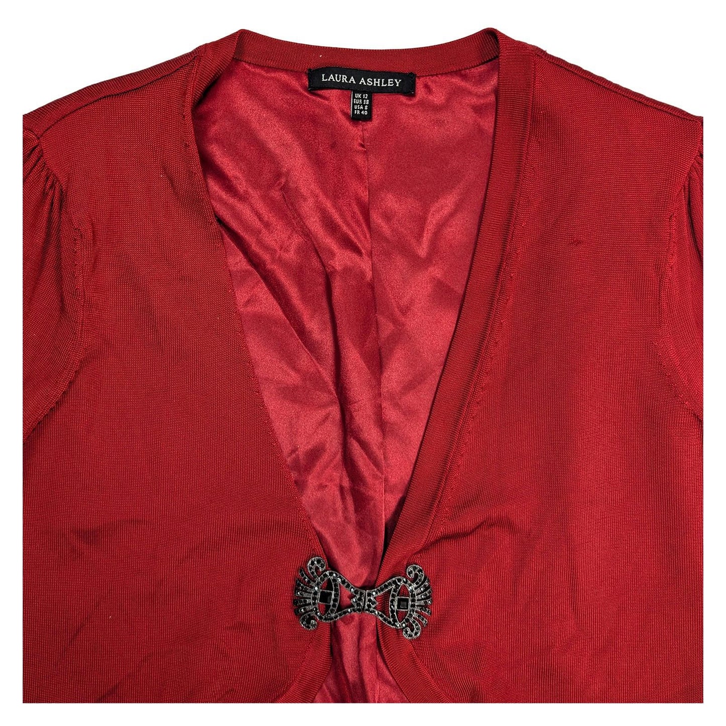 laura ashley womens red cropped cardigan bolero size uk 12 ornate clasp by Laura Ashley – | RewearableUK