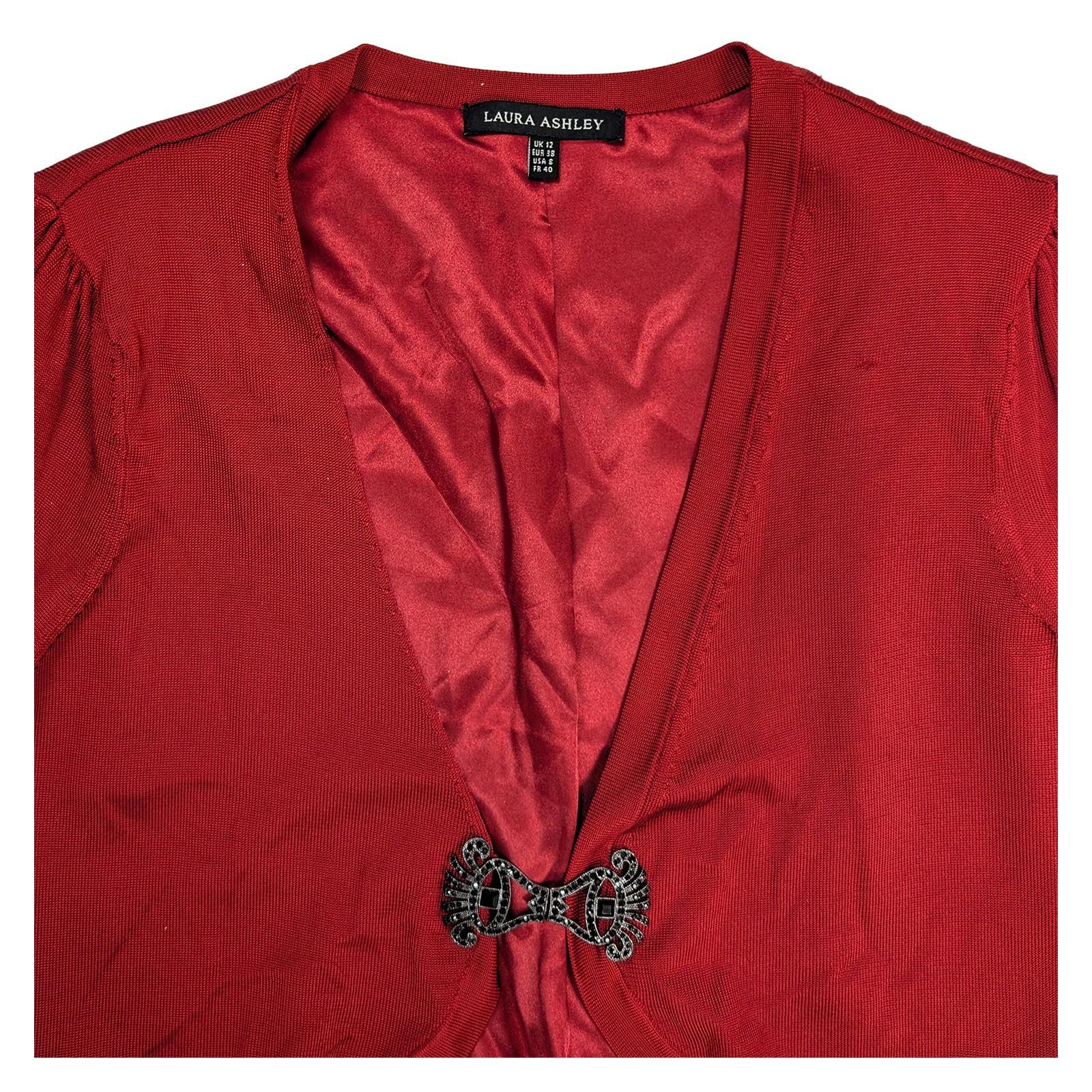 laura ashley womens red cropped cardigan bolero size uk 12 ornate clasp by Laura Ashley – | RewearableUK
