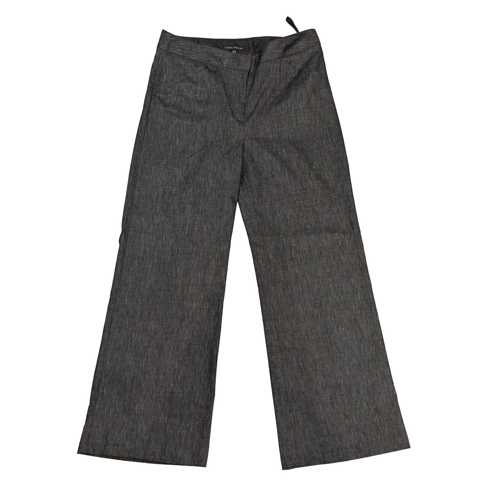 laura ashley womens wide leg trousers size uk 10 dark grey linen blend by Laura Ashley – | RewearableUK