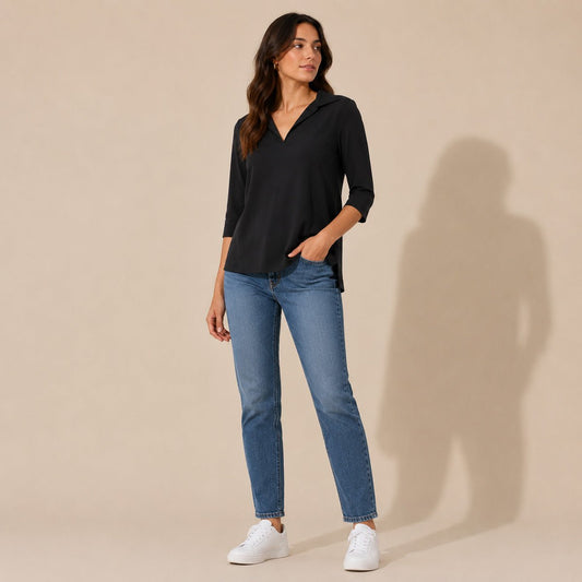 Lauren Ralph Lauren Black Collared Tunic Top – Size S – Top product photo 1 | RewearableUK