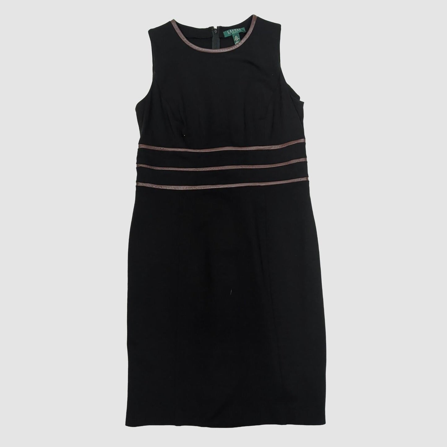 Lauren Ralph Lauren Black Sleeveless Sheath Dress Size 14 Faux Leather Trim by Lauren Ralph Lauren – | RewearableUK