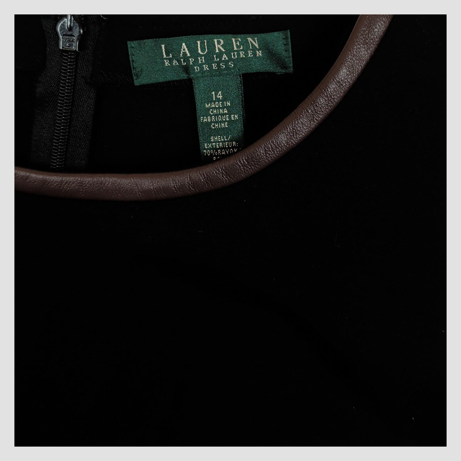 Lauren Ralph Lauren Black Sleeveless Sheath Dress Size 14 Faux Leather Trim by Lauren Ralph Lauren – | RewearableUK