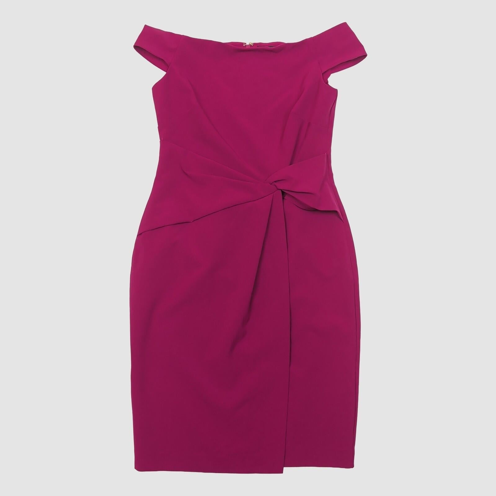 Lauren Ralph Lauren Magenta Bow Sheath Dress Size 4 Off Shoulder Occasion by Lauren Ralph Lauren – DRESSING | RewearableUK