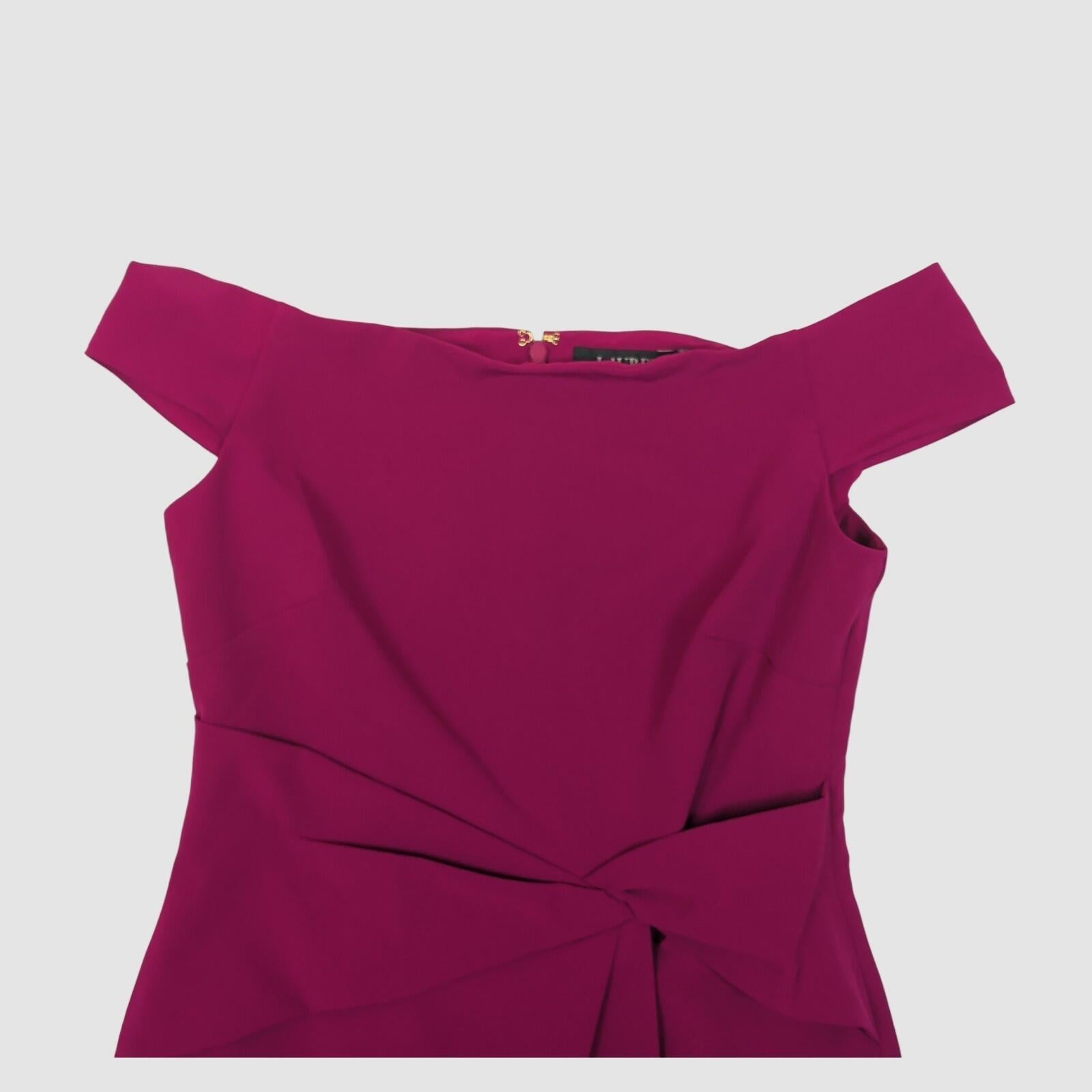 Lauren Ralph Lauren Magenta Bow Sheath Dress Size 4 Off Shoulder Occasion by Lauren Ralph Lauren – DRESSING | RewearableUK