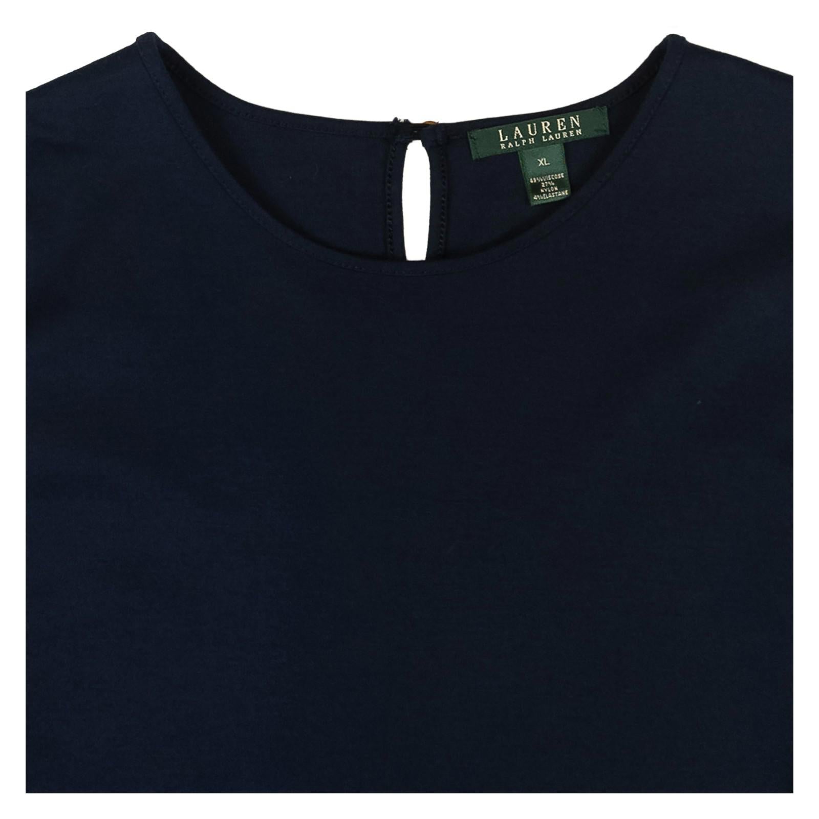 Lauren Ralph Lauren Navy Peplum Top Size XL Orange Trim 3/4 Sleeve Keyhole Back by Lauren Ralph Lauren – | RewearableUK