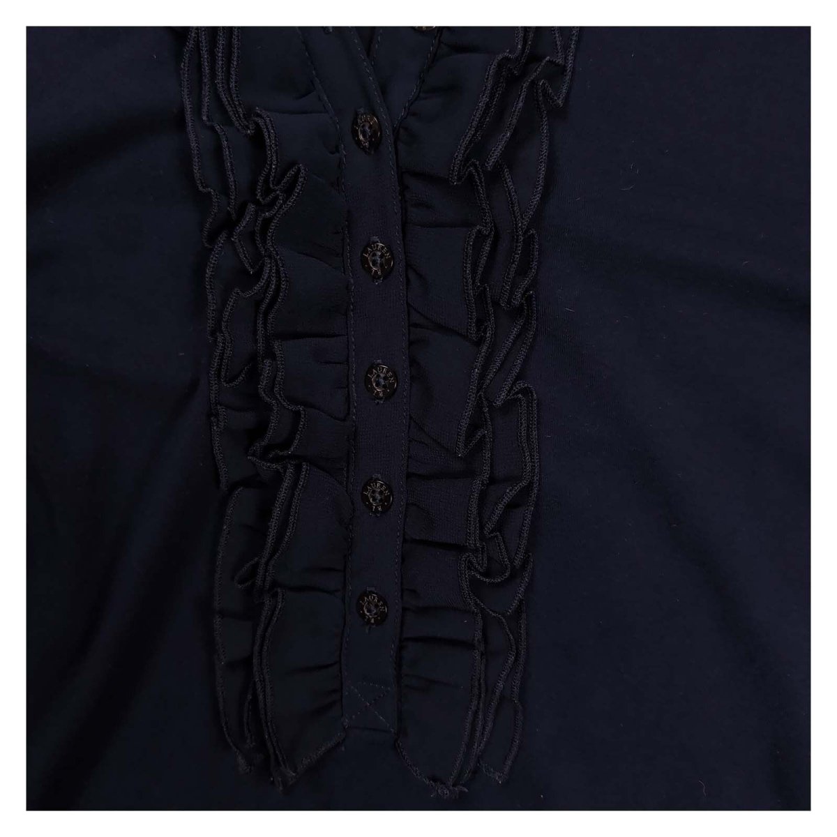 Lauren Ralph Lauren Navy Ruffle Jersey Top – Size M – product photo 2 | RewearableUK