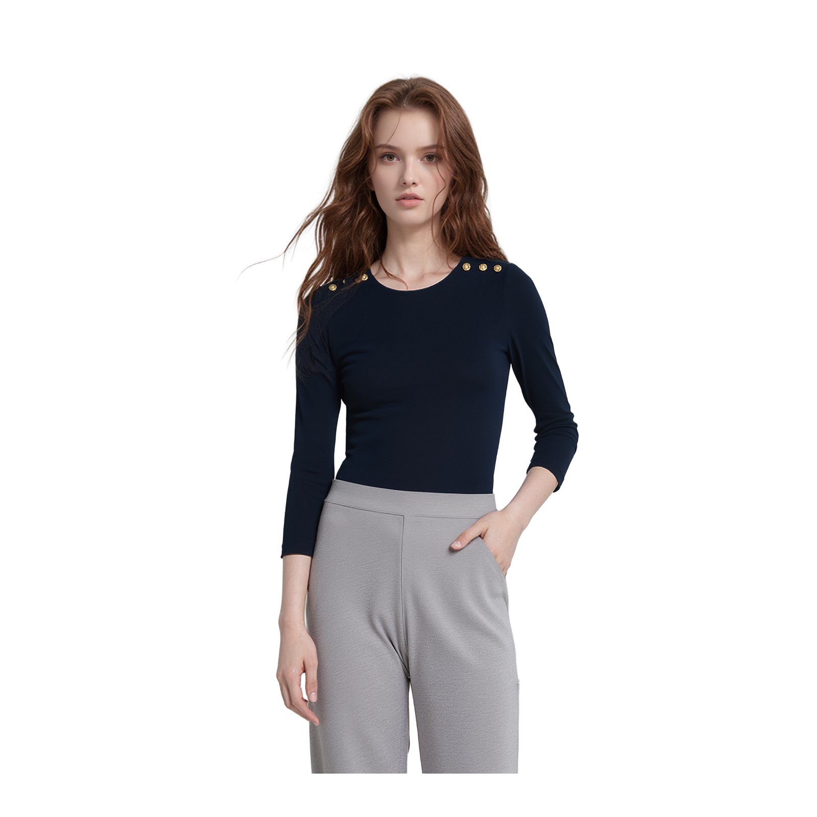 Lauren Ralph Lauren Navy Tunic Dress Size XS Gold Button Bell Sleeve Top Smart by Lauren Ralph Lauren – blouse | RewearableUK