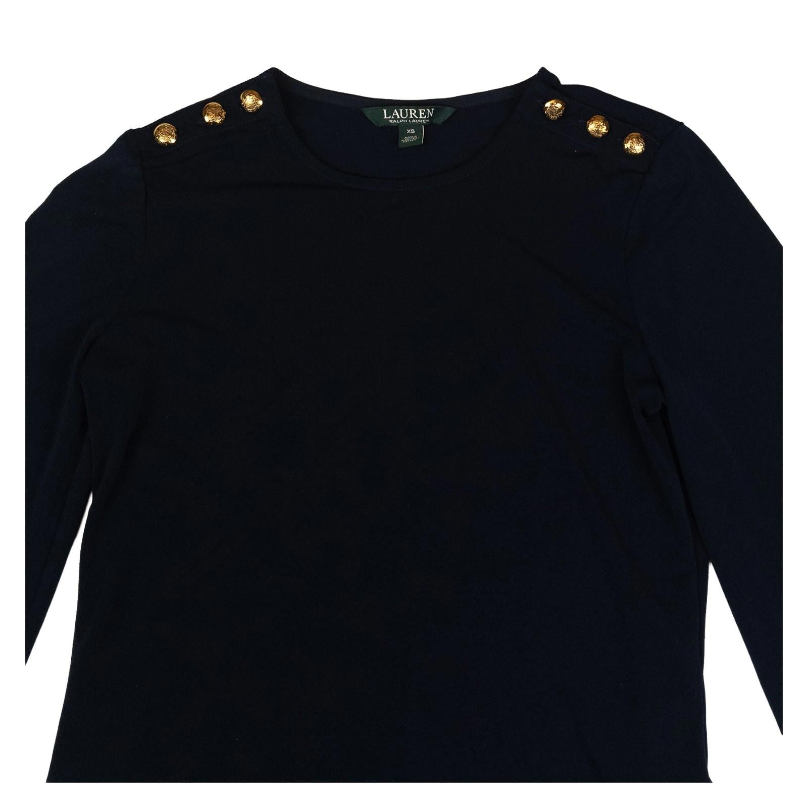 Lauren Ralph Lauren Navy Tunic Dress Size XS Gold Button Bell Sleeve Top Smart by Lauren Ralph Lauren – | RewearableUK