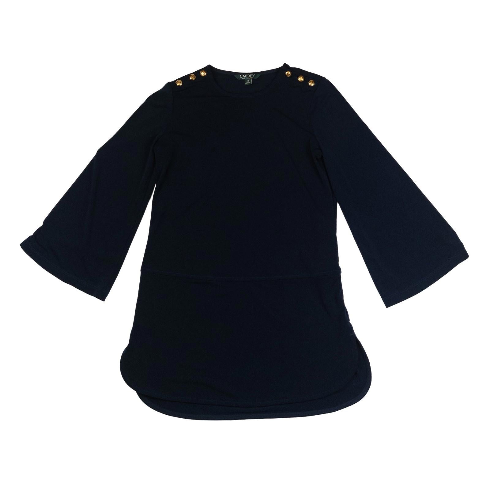 Lauren Ralph Lauren Navy Tunic Dress Size XS Gold Button Bell Sleeve Top Smart by Lauren Ralph Lauren – | RewearableUK
