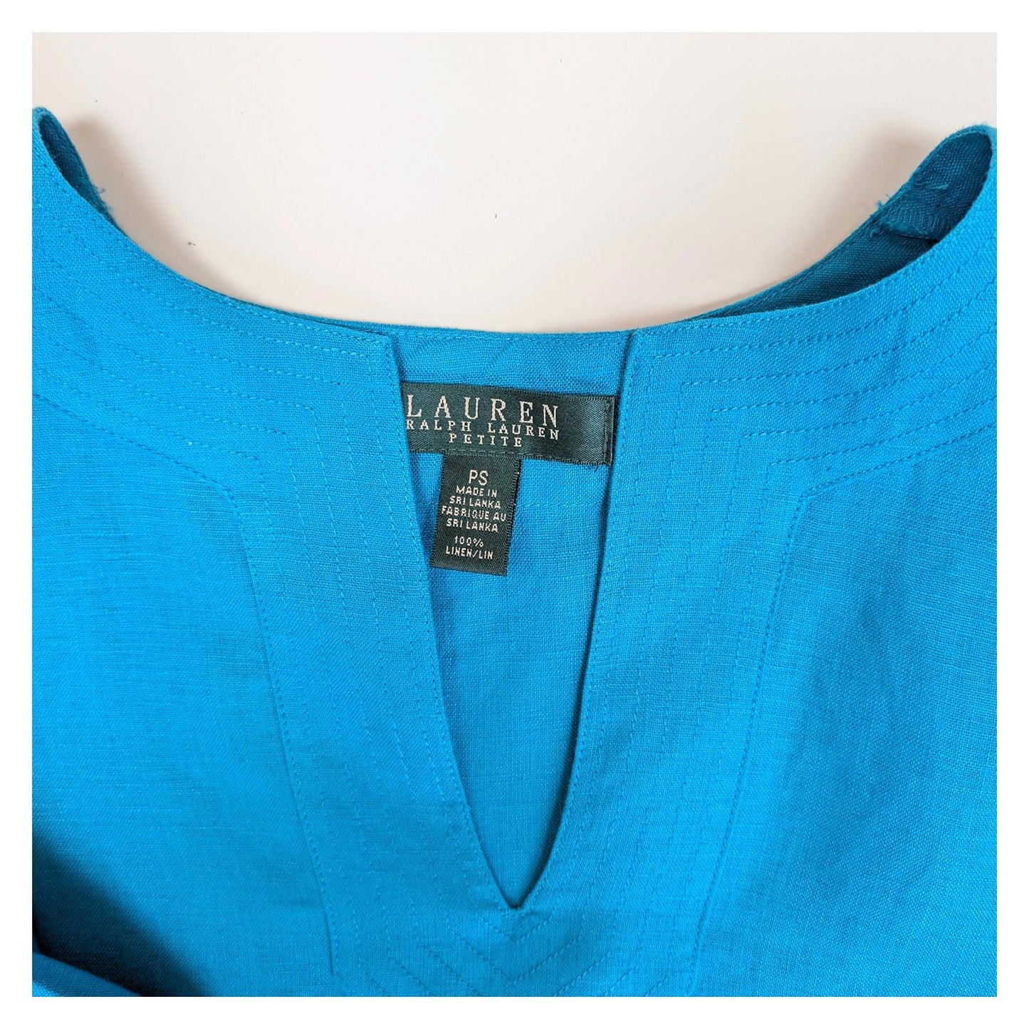 Lauren Ralph Lauren Petite Linen Tunic Top Size PS Small Turquoise Blue V - Neck by Lauren Ralph Lauren – | RewearableUK