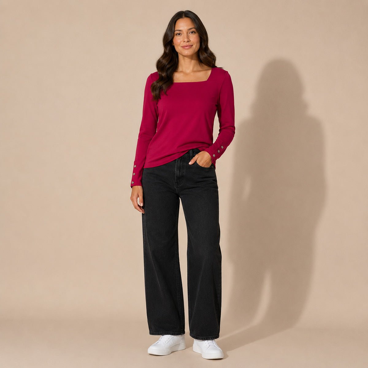 Lauren Ralph Lauren Square Neck Top Size L Magenta – Top product photo 1 | RewearableUK