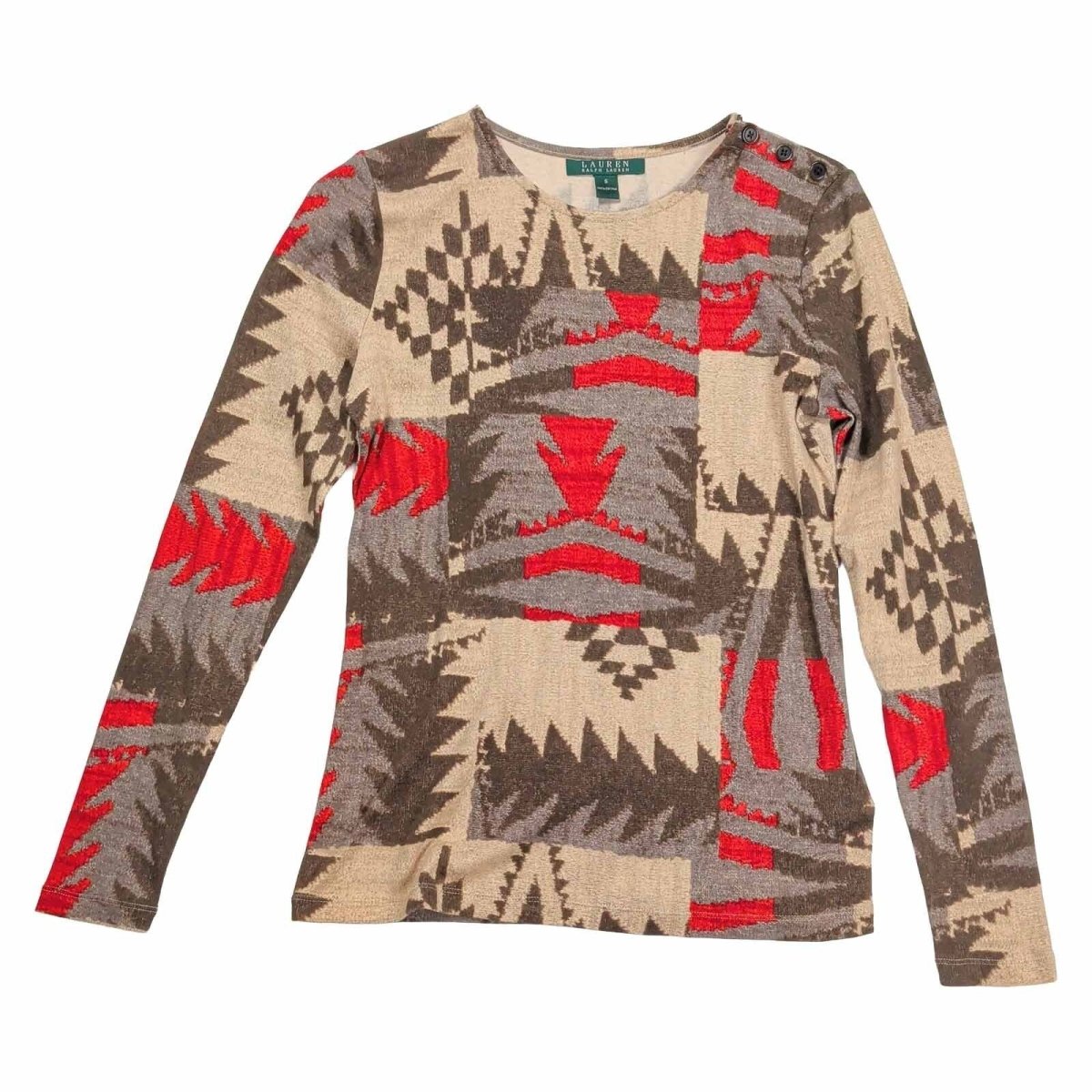 Lauren Ralph Lauren Top Women S Aztec Print Cotton Long Sleeve Shoulder Buttons – product photo 1 | RewearableUK
