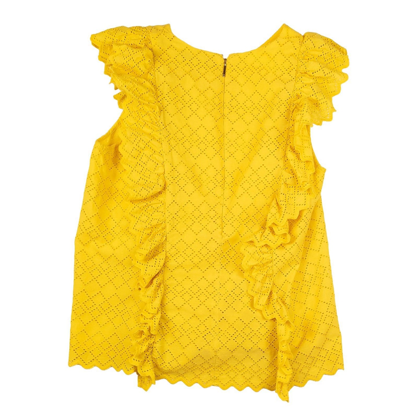 Lauren Ralph Lauren Woman Yellow Eyelet Top Size M Cotton Ruffle Sleeve Summer by Lauren Ralph Lauren – | RewearableUK