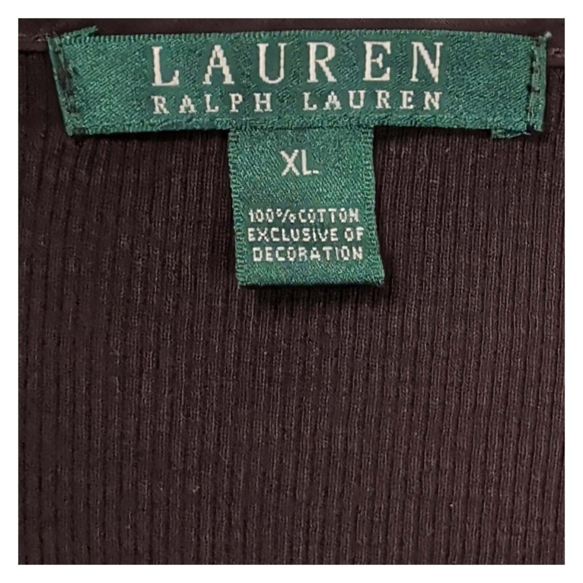 Lauren Ralph Lauren Womens Top XL UK 20-22 Brown Cotton Lace Long Sleeve Henley – product photo 4 | RewearableUK