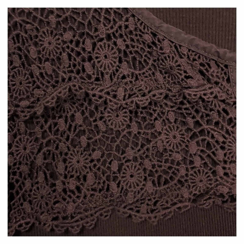 Lauren Ralph Lauren Womens Top XL UK 20-22 Brown Cotton Lace Long Sleeve Henley – product photo 3 | RewearableUK