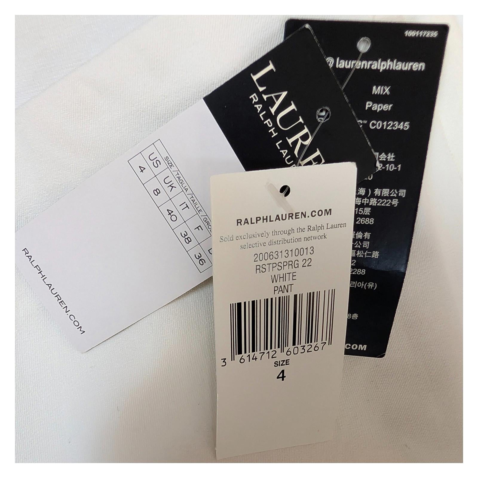 lauren ralph lauren womens trousers pants white size uk 8 us 4 slim nwt by Lauren Ralph Lauren – | RewearableUK