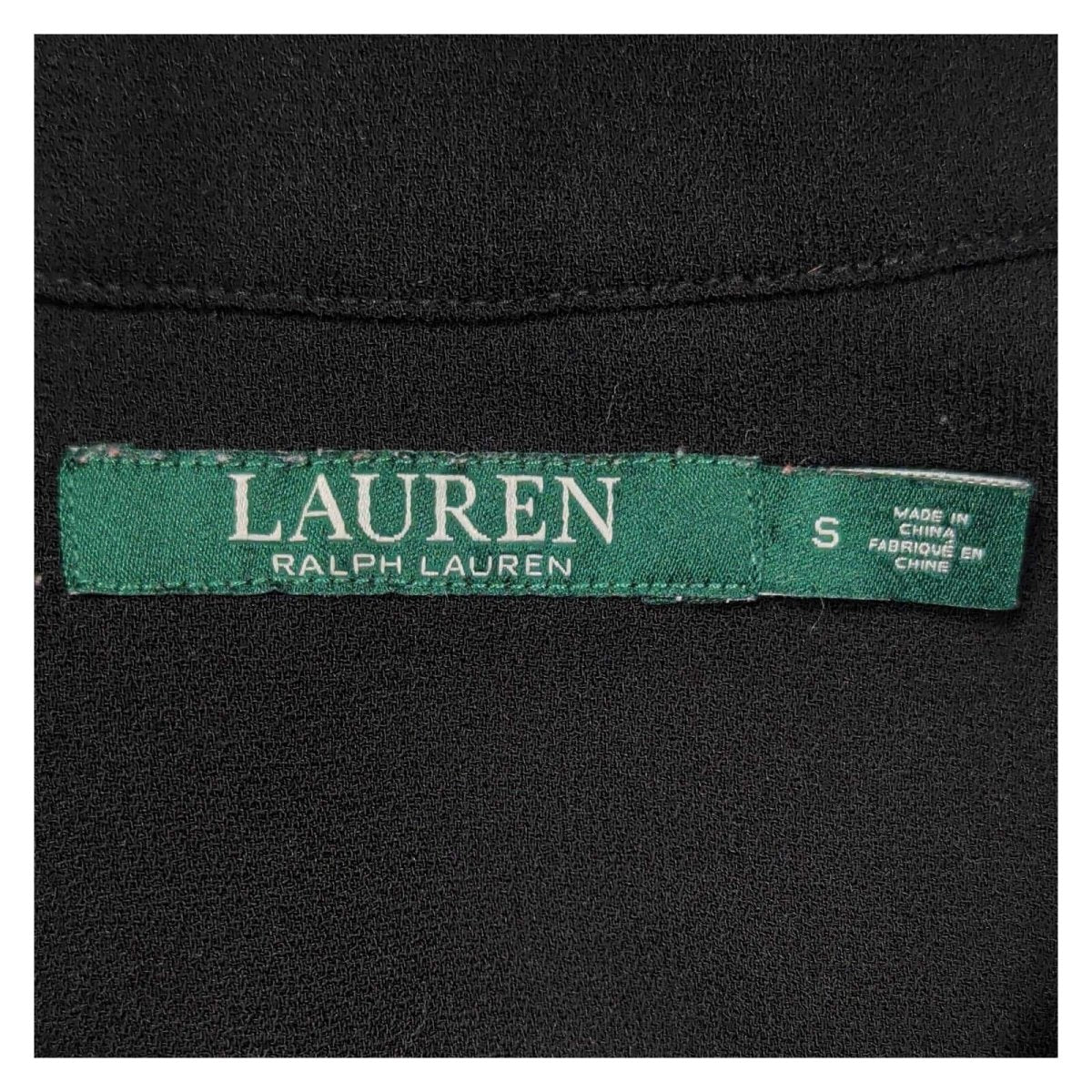Lauren Ralph Lauren Women's Tunic Top S Black Collared V Neck 3/4 Sleeve – product photo 2 | RewearableUK