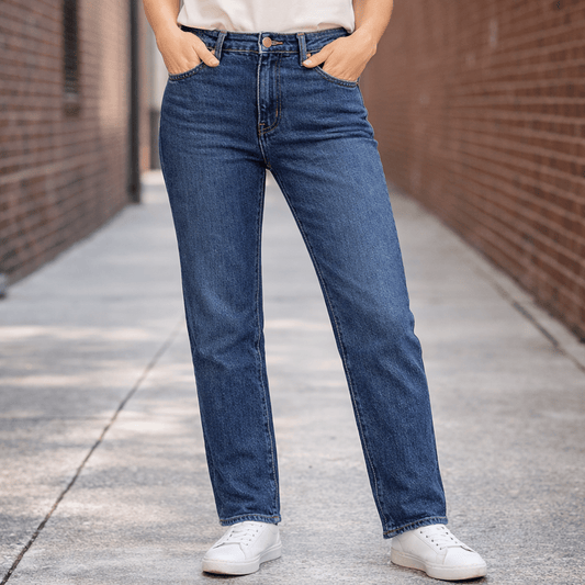 lee carol womens dark blue high rise straight leg denim jeans w29 l31 by Lee – JEANS | RewearableUK